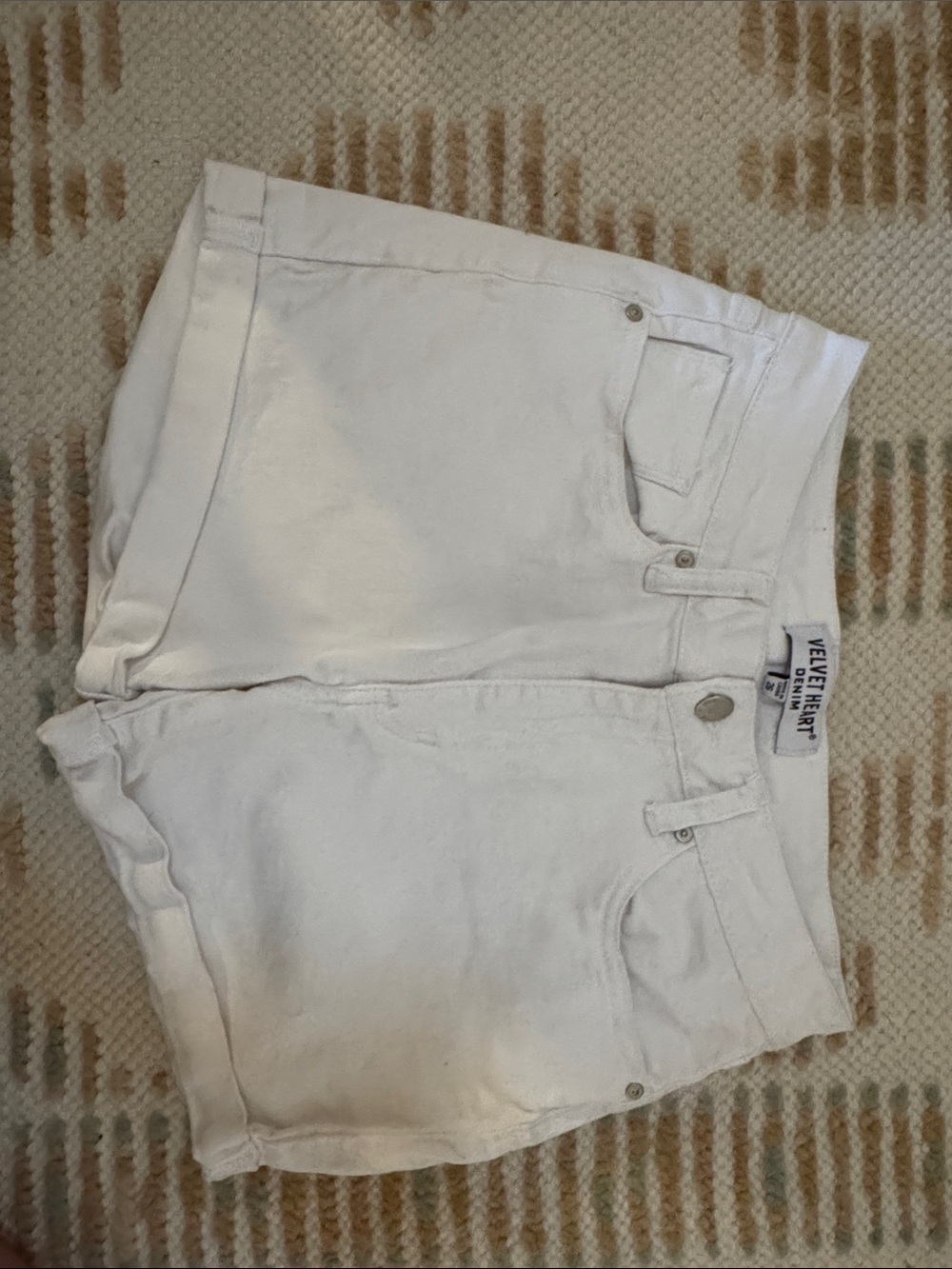 Velvet Heart White High-Rise Denim Shorts
